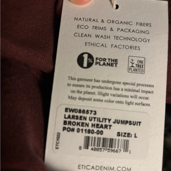 NWT Ética Larsen Utility Jumpsuit in broken heart red wine - L - Picture 9 of 12